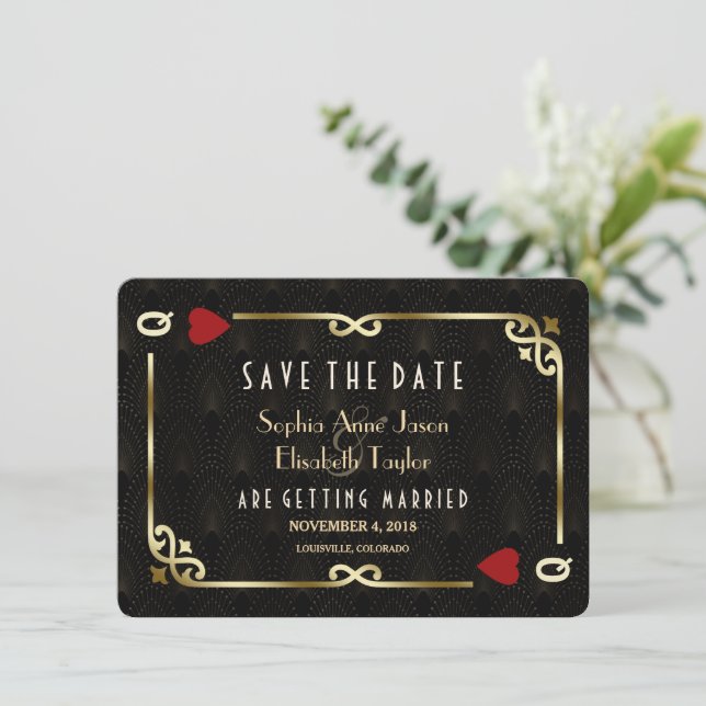 LGBT Lesbian Casino Las Vegas Poker Wedding  Save The Date (Standing Front)