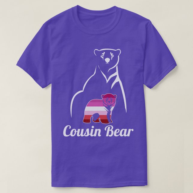 LGBT Lesbian Cousin Bear Lesbian Pride Flag T-Shirt (Design Front)