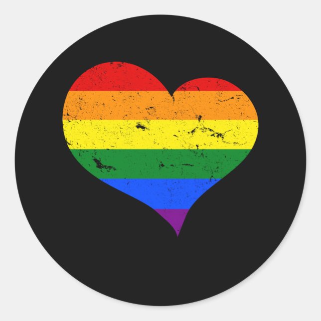 LGBT - Lesbian Gay Bisexual Transgender Heart Classic Round Sticker (Front)