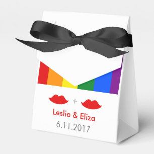 LGBT Lesbian Lips Rainbow Wedding Favour Box
