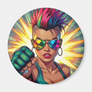 LGBT Lesbian Mohawk Uppercut Pop Art Magnet