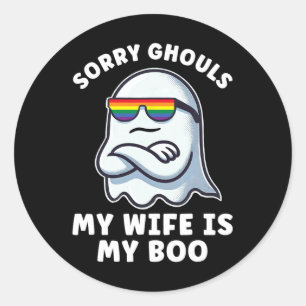 Lgbt Lesbian Pride Halloween Ghost Women My Wife I Classic Round Sticker