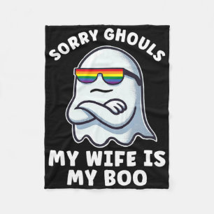 Lgbt Lesbian Pride Halloween Ghost Women My Wife I Fleece Blanket