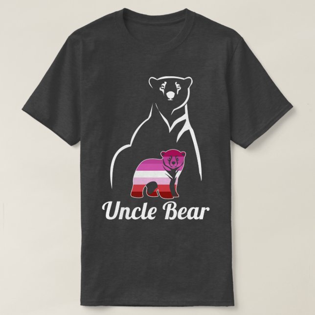 LGBT Lesbian Uncle Bear Lesbian Pride Flag T-Shirt (Design Front)