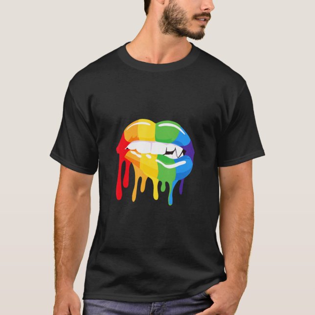 Lgbt Lgbtq Rainbow Colours Love Bisexual Vampire L T-Shirt (Front)