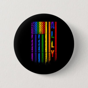 Lgbt Lgbtq Rainbow Pride American Flag 4th Of July 6 Cm Round Badge