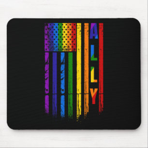 Lgbt Lgbtq Rainbow Pride American Flag 4th Of July Mouse Pad