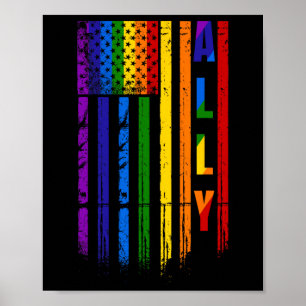 Lgbt Lgbtq Rainbow Pride American Flag 4th Of July Poster