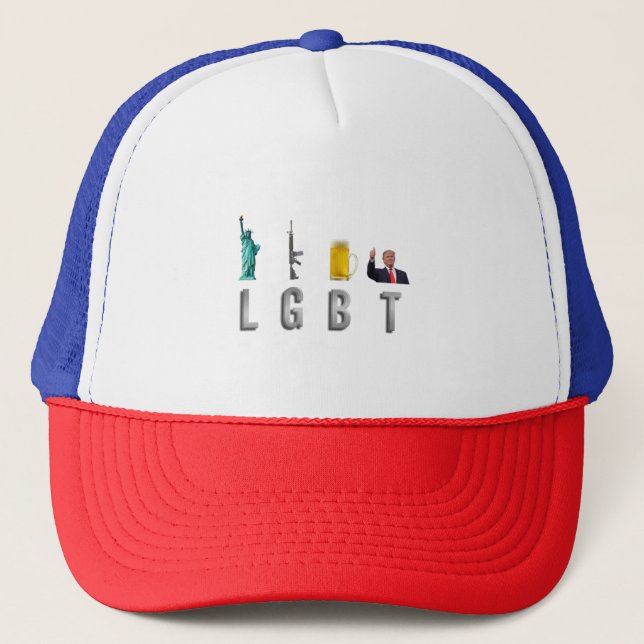 LGBT - Liberty  Guns  Beer  Trump  6 Trucker Hat (Front)