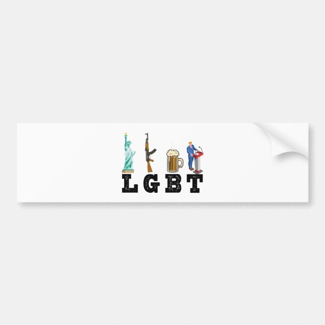 LGBT Liberty Guns Beer Trump Political Gift Bumper Sticker (Front)