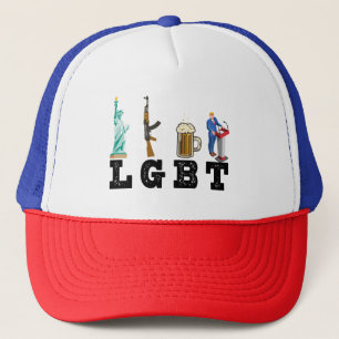 LGBT Liberty Guns Beer Trump Political Gift Trucker Hat