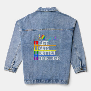Lgbt Life - Gets - Better - Together Heartbeat Rai Denim Jacket