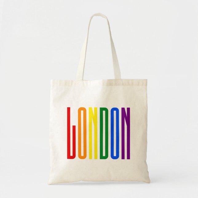 LGBT London Gay Pride Rainbow Text LGBTQ Support Tote Bag (Front)