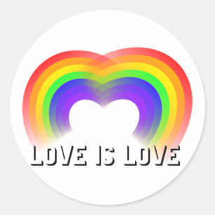LGBT LOVE IS LOVE CLASSIC ROUND STICKER