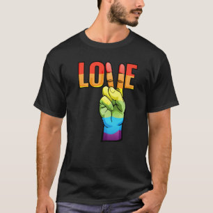 LGBT Love Peace Sign Rainbow LGBTQ Pride Design Pr T-Shirt