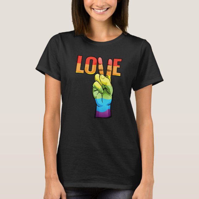 LGBT Love Peace Sign Rainbow LGBTQ Pride Design Pr T-Shirt (Front)
