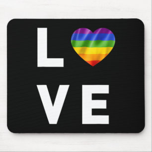 Lgbt Love Rainbow Heart Lesbian Gay Biual Mouse Pad