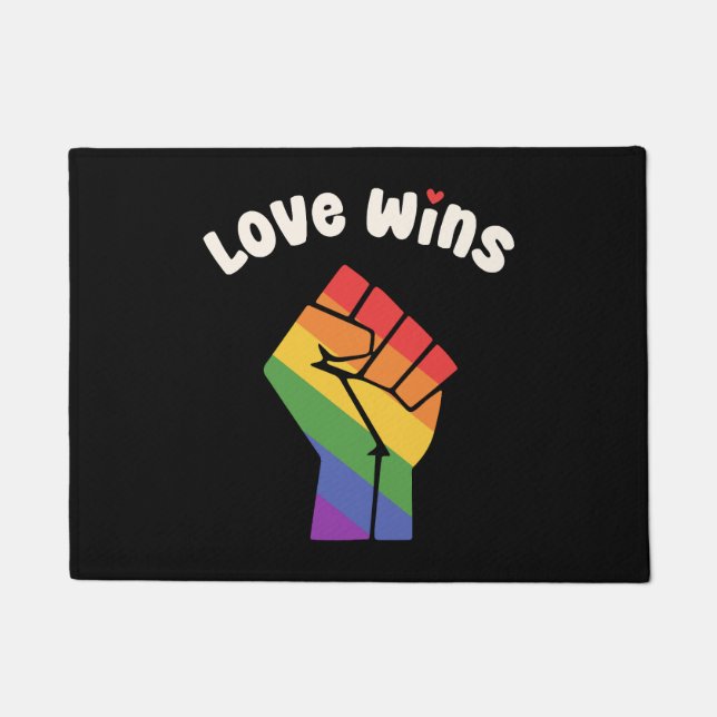 LGBT Love Wins Pride Fist Design for Equality Doormat (Front)
