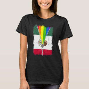 Lgbt Mexico Flag Zip Rainbow Mexican Gay Pride T-Shirt