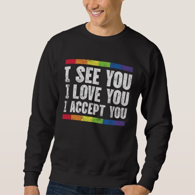 LGBT Mom Dad Gay Lesbian Pride Ally Rainbow Suppor Sweatshirt (Front)