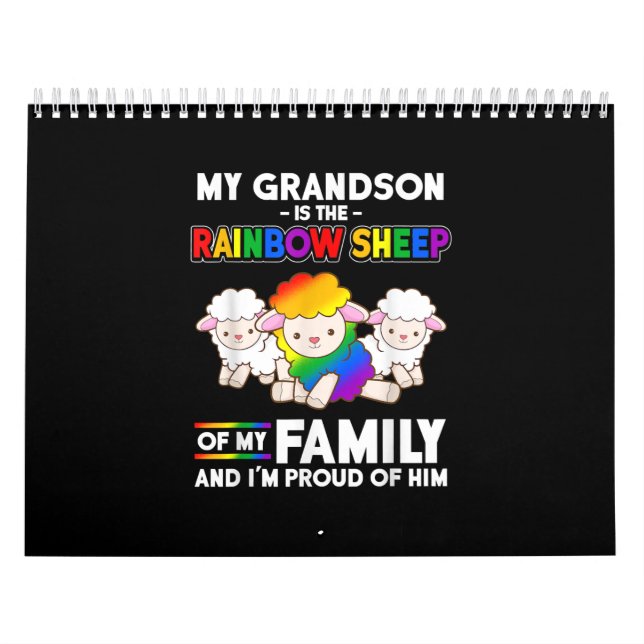 Lgbt My Grandson Is Rainbow Sheep Of Family Proud. Calendar (Cover)
