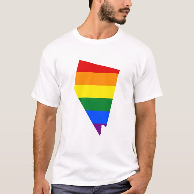 LGBT  Nevada, US state flag map T-Shirt (Front)