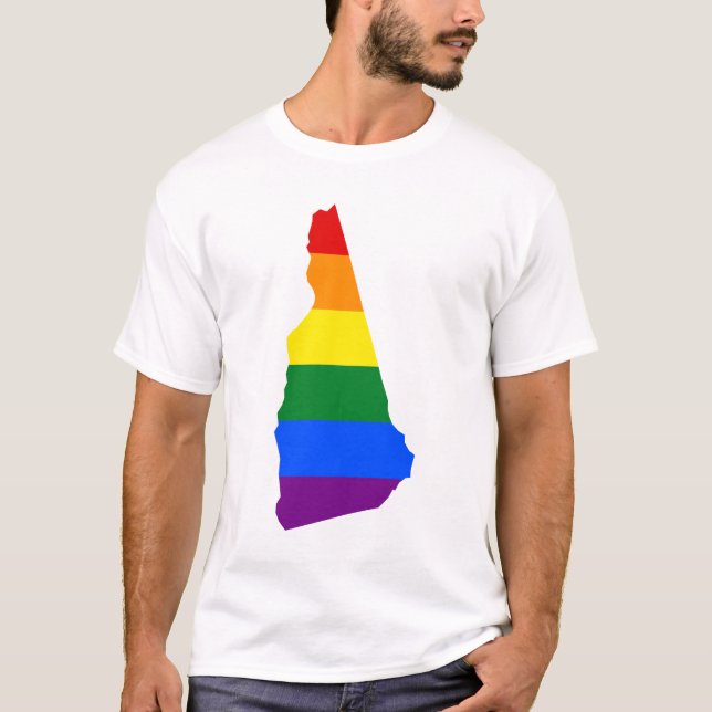 LGBT New Hampshire, US state flag map T-Shirt (Front)