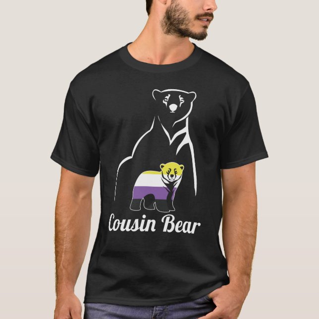 LGBT Non-Binary Cousin Bear Enby Non Binary Pride T-Shirt (Front)