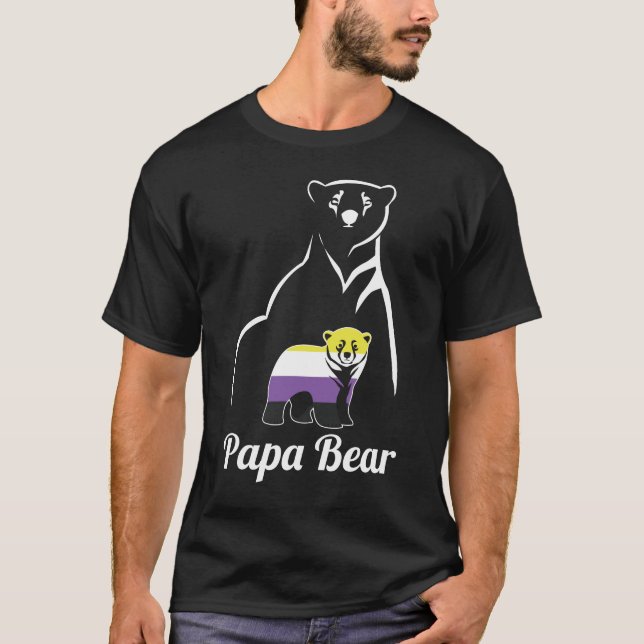 LGBT Non-Binary Papa Bear Enby Non Binary Pride T-Shirt (Front)