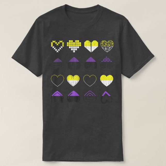 LGBT Nonbinary Flag Hearts Pride Month Agender Non T-Shirt (Design Front)