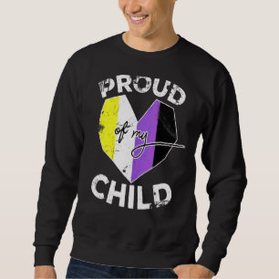 Lgbt Nonbinary Pride Flag Cute Hearts Proud Of My Sweatshirt