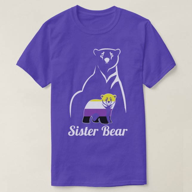 LGBT NonBinary Sister Bear Enby Non Binary Pride T-Shirt (Design Front)