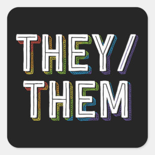 LGBT Nonbinary Transgender Pronouns They Them Square Sticker