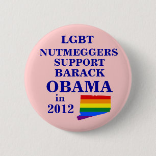 LGBT Nutmeggers Connecticut for Obama 2012 6 Cm Round Badge
