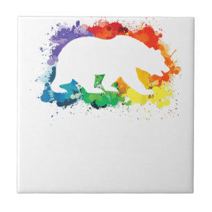LGBT Paint Splatters Gay Bear Ceramic Tile