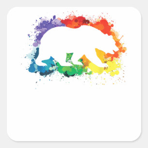 LGBT Paint Splatters Gay Bear Square Sticker