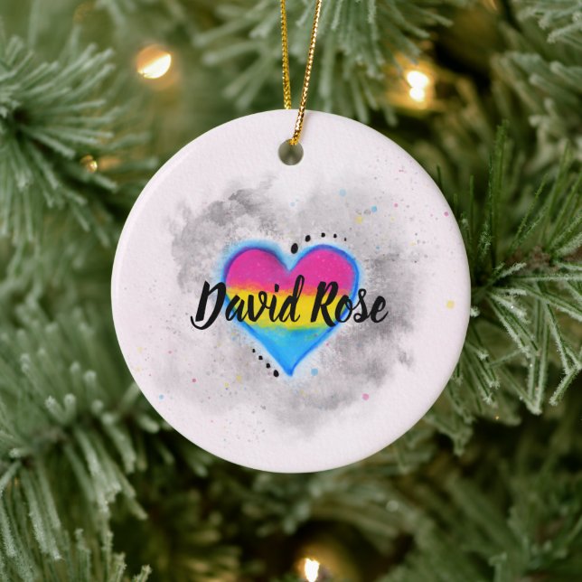 LGBT Pansexual Bisexual Pride Flag Christmas Ceramic Ornament (Tree)