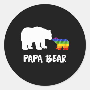 Lgbt Papa Bear Dad Lesbian Gay Biual Transgender Classic Round Sticker