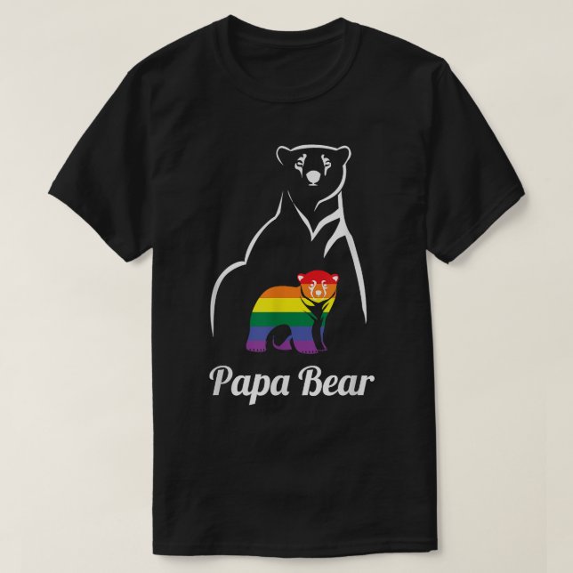 LGBT Papa Bear Gay Pride Equal Rights Rainbow  T-Shirt (Design Front)