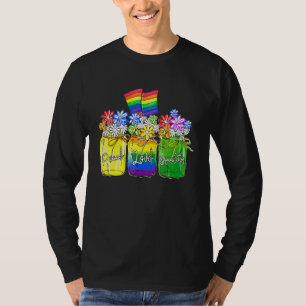 Lgbt Peace Love Equality Rainbow Floral Lgbt Flag T-Shirt
