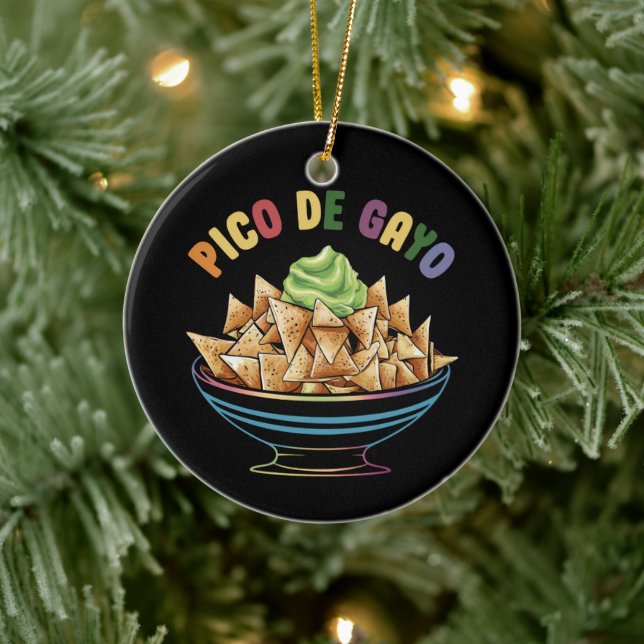 LGBT Pico De Gayo Funny Gay Pride Rainbow Ceramic Ornament (Tree)