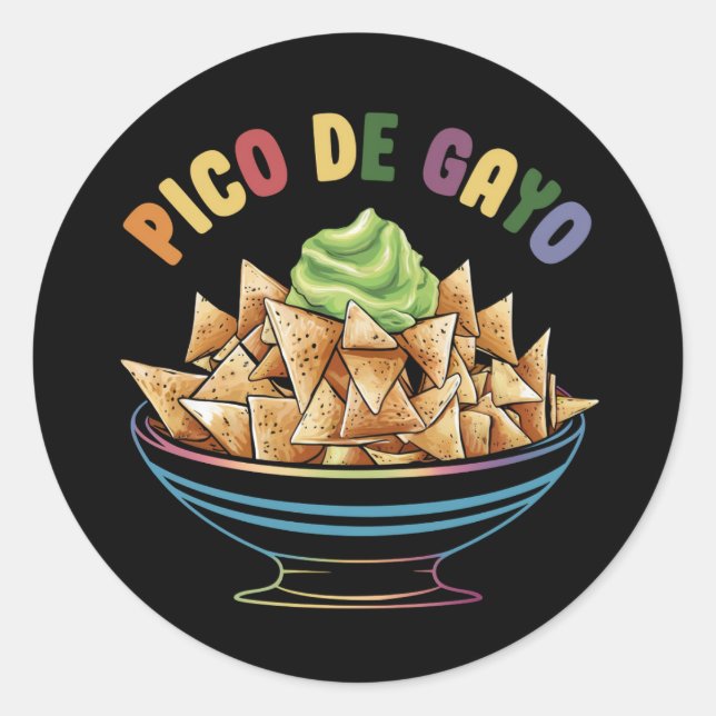 LGBT Pico De Gayo Funny Gay Pride Rainbow Classic Round Sticker (Front)