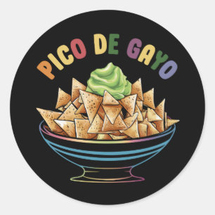 LGBT Pico De Gayo Funny Gay Pride Rainbow Classic Round Sticker