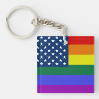 LGBT Pride American Flag with Stars Key Ring