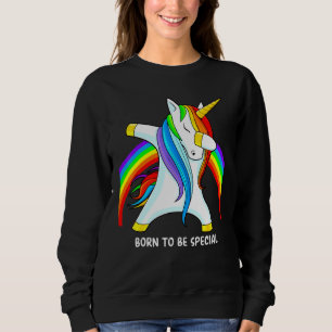 Lgbt Pride Born To Be Special Dabbing Unicorn Gay  Sweatshirt