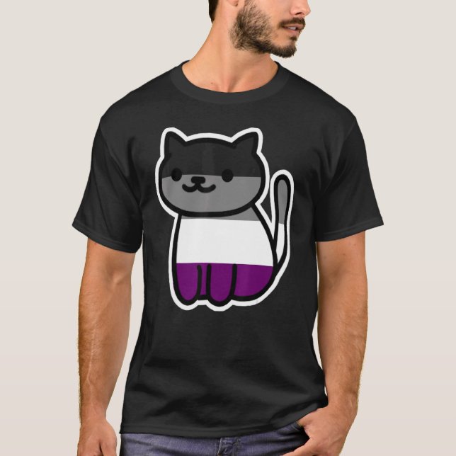Lgbt Pride Cat Animal Ace Flag Asexuality Demisexu T-Shirt (Front)
