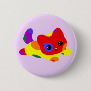 LGBT+ Pride Cat Button