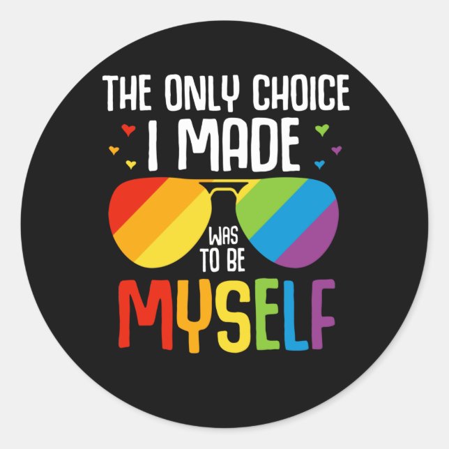 LGBT Pride Colourful Rainbow Sunglasses Equal Righ Classic Round Sticker (Front)