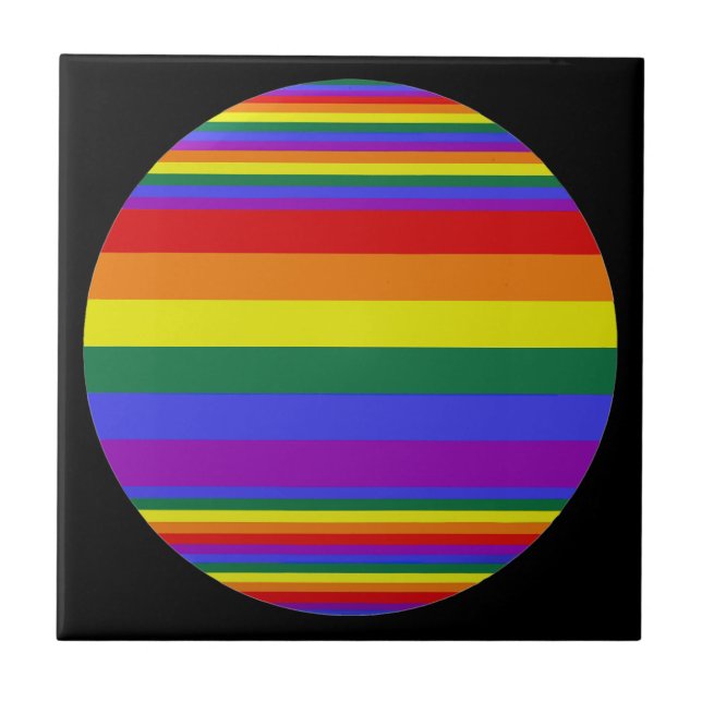 LGBT Pride Colours Black Ceramic Tile (Front)