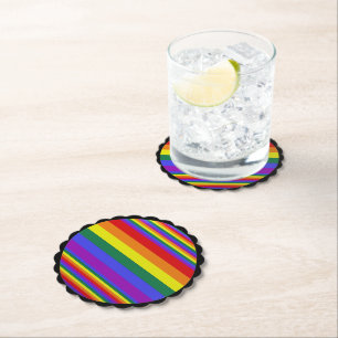 LGBT Pride Colours Black Paper Coaster